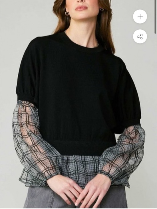 Current Air Tops - Current Air Plaid Woven Mix Sweater Top Size M
